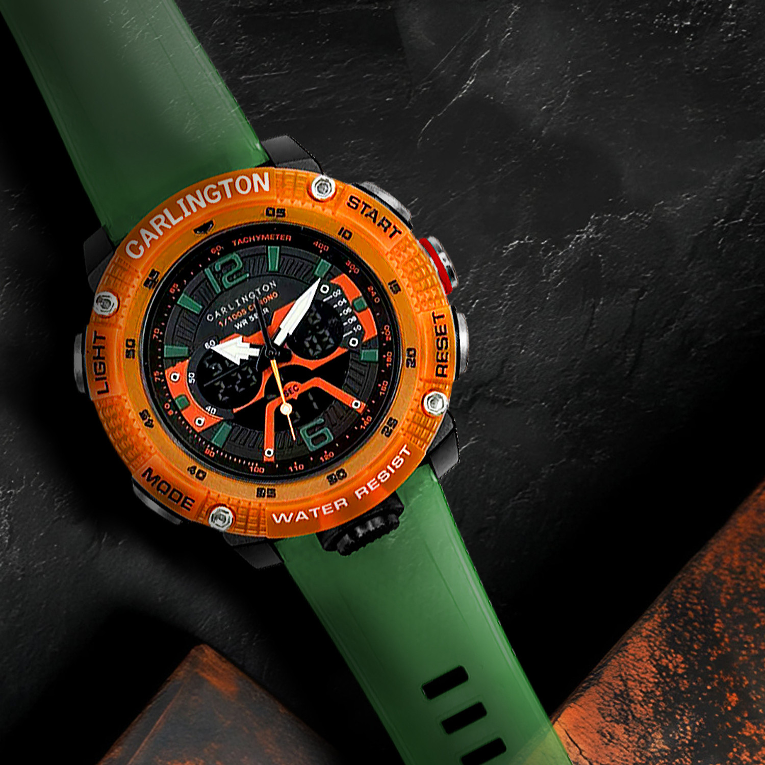 Image of Carlington CT 8058 Green Velocity Series Analog-Digital Watch - For Men