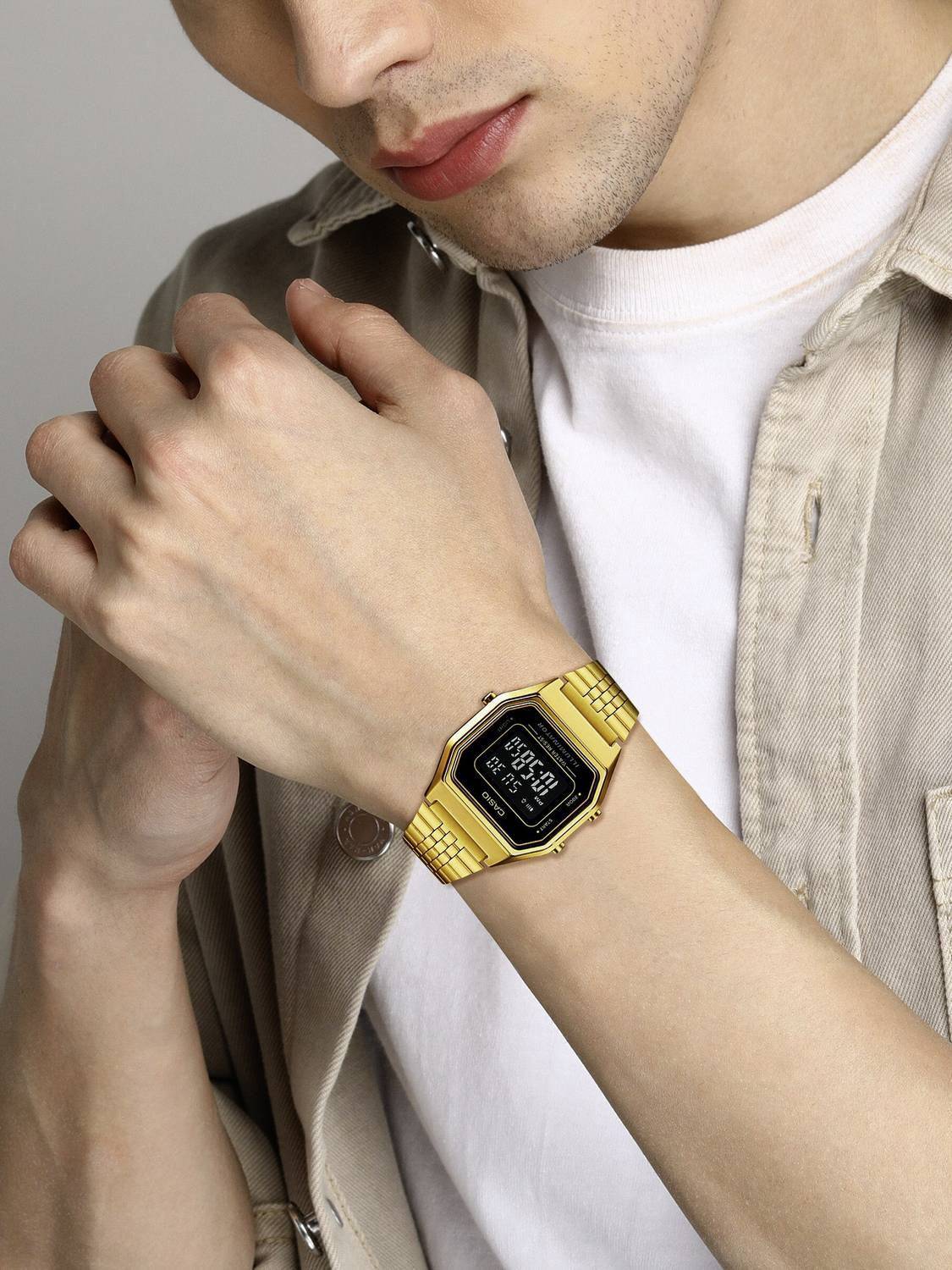 CASIO LA680WGA-1BDF Black Dial Gold Watch - Image 2