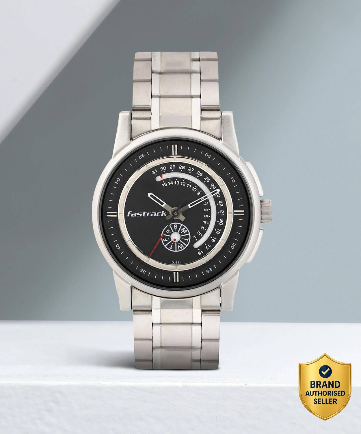 Fastrack NP3215SM03 Fastrack Go Skate Black Dial Silver Stainless Steel Strap Analog Watch  - For Men