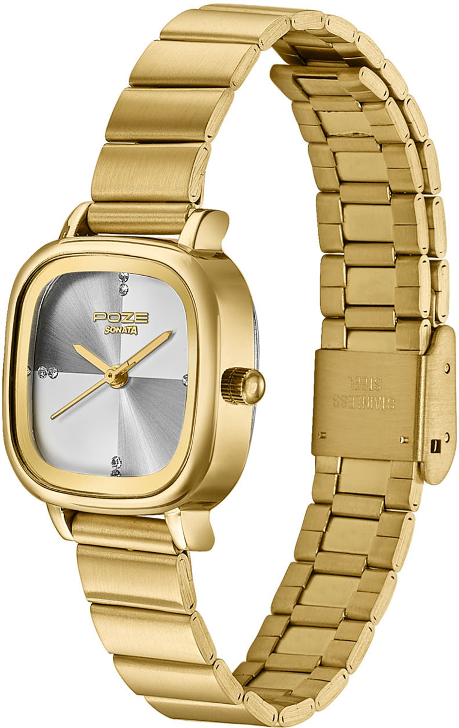 Image of SONATA Poze Drop 9.1 Poze 9 Quartz White Dial IPG Strap Analog Watch - For Women