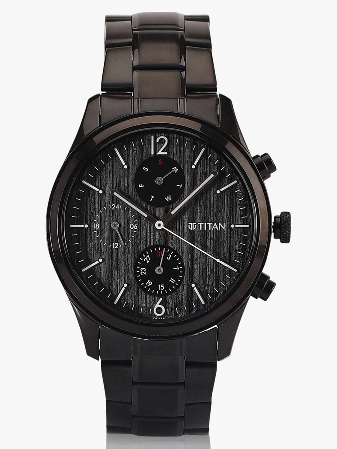 Titan NQ1805NM02 Workwear Multifunction Black Dial Metal Strap Watch - Image 2
