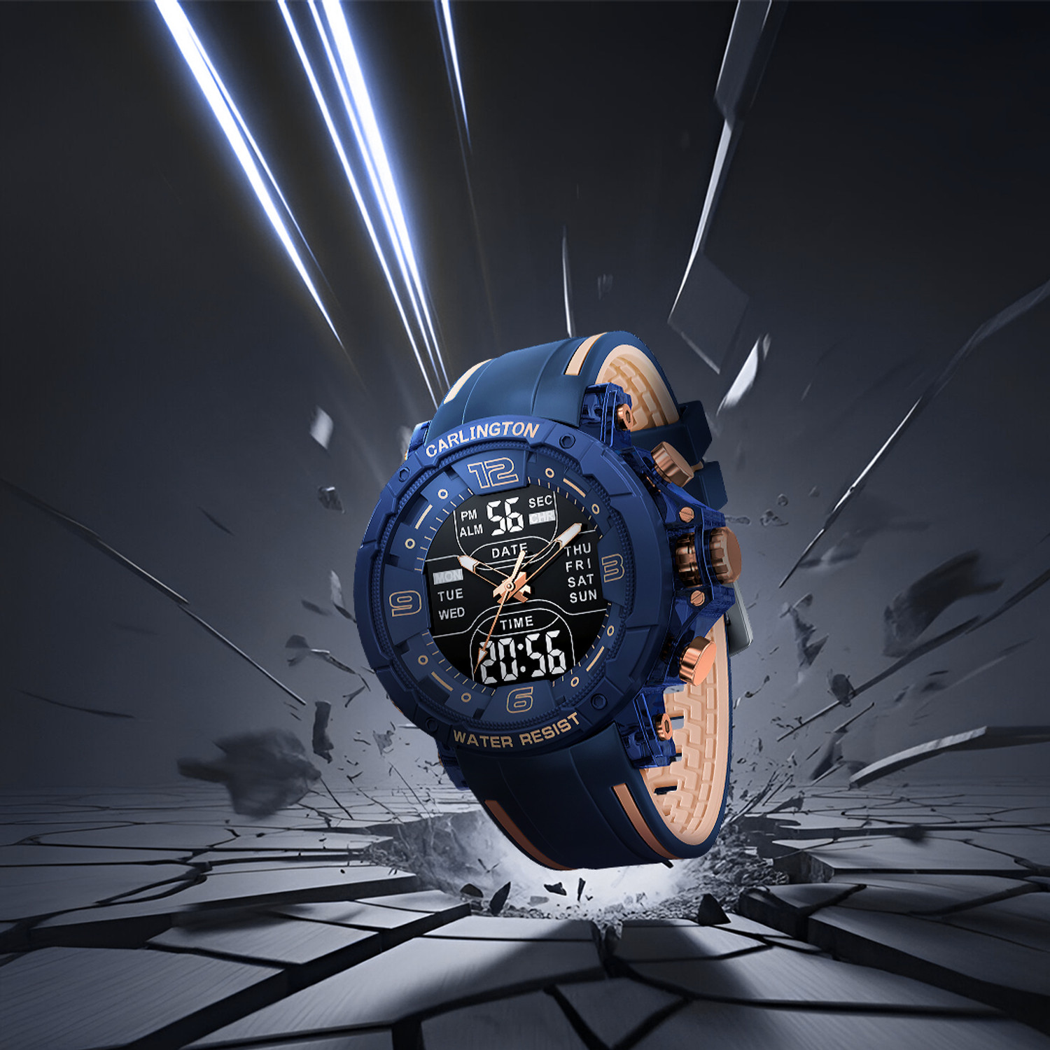 Image of Carlington CT 8140 Blue Velocity Series Analog-Digital Watch - For Men