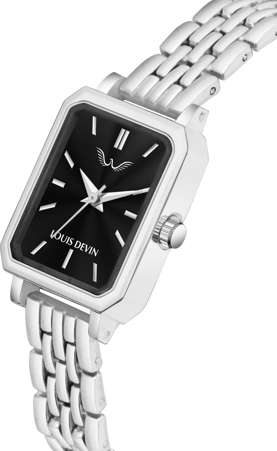 Image of LOUIS DEVIN LD-LS193-BLK-CH Silver Metal Bracelet Analog Watch - For Women