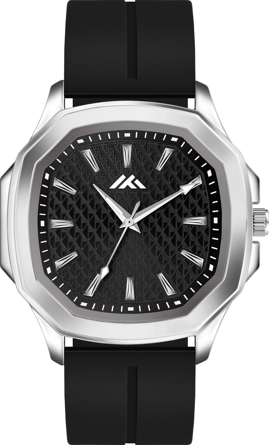 Image of Timorix Modern Black Quartz MT-61-qw Black Dial Analog Watch With Black Silicone Strap for Men | Classic Quartz Analog Watch - For Men