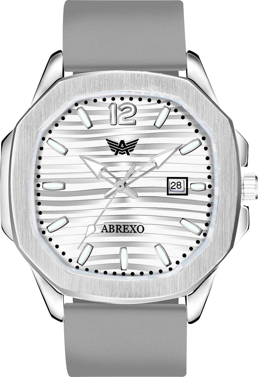 ABREXO Abx6600-SLV GRY Vintage-Law Date Working Square Silver Dial Premium Silicone Strap Boys Analog Watch - For Men