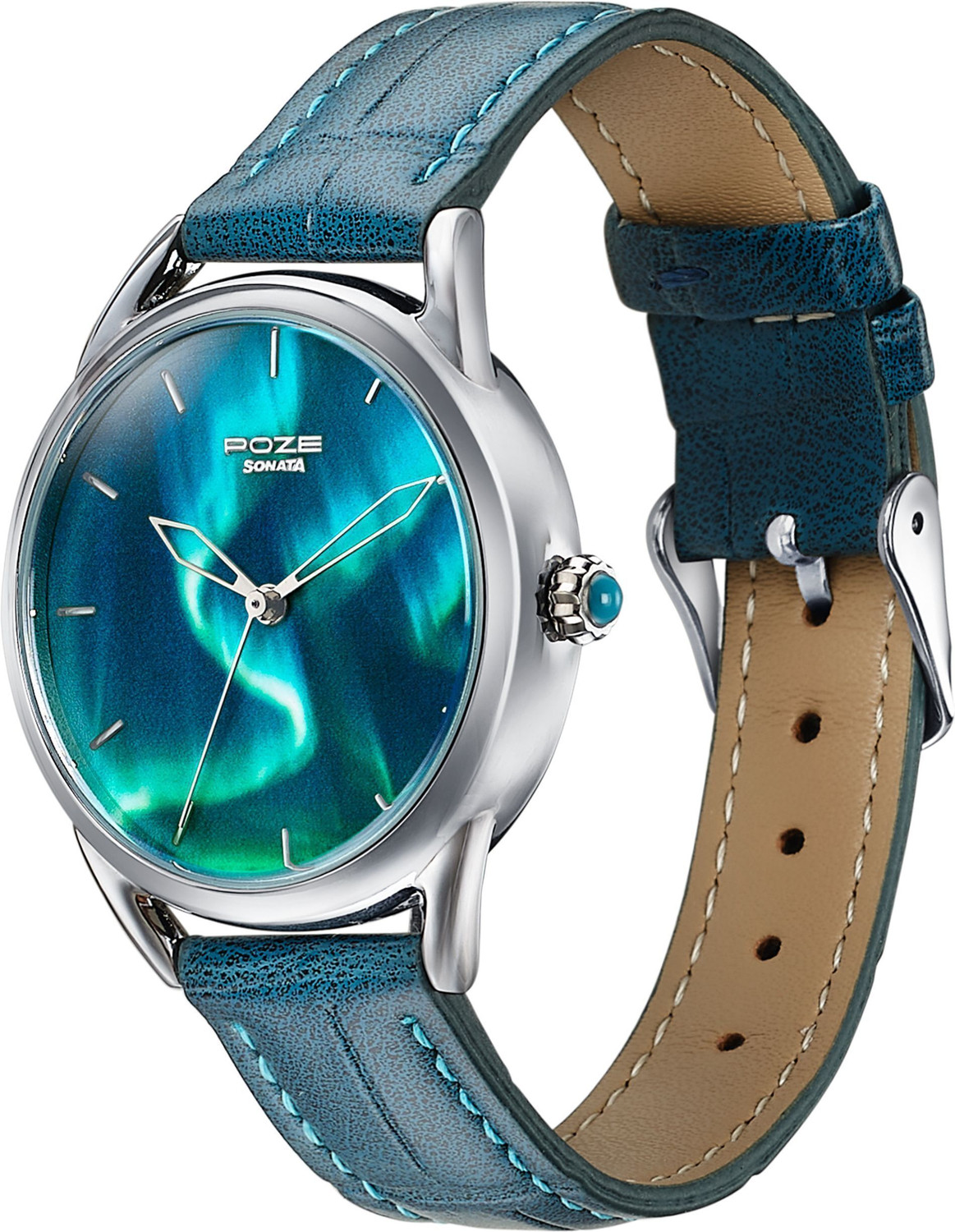 Image of SONATA Poze 8 Sonata Northern Lights inspired Poze With luminous effect Blue Dial Analog Watch - For Men & Women