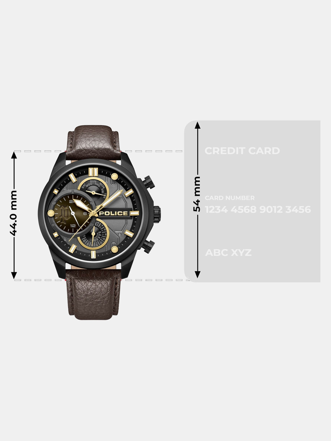 Image of Police Rock Rebel Police Multifunction Grey Dial Brown Leather Strap Analog Watch - For Men