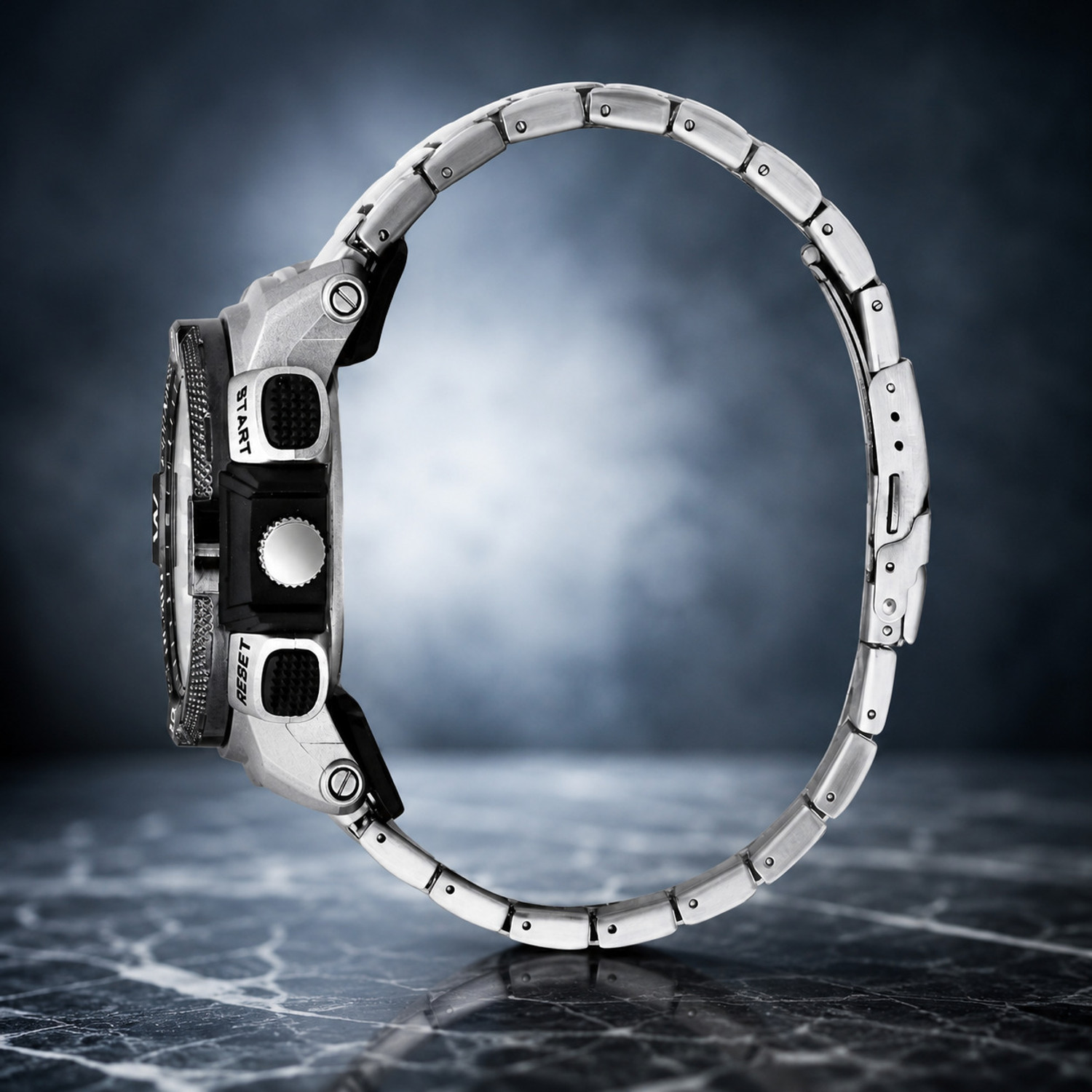 Image of Harbor H 1007 Steel Dual Time Analog Digital Men's Watch Stainless Steel Sports Style Analog-Digital Watch - For Men