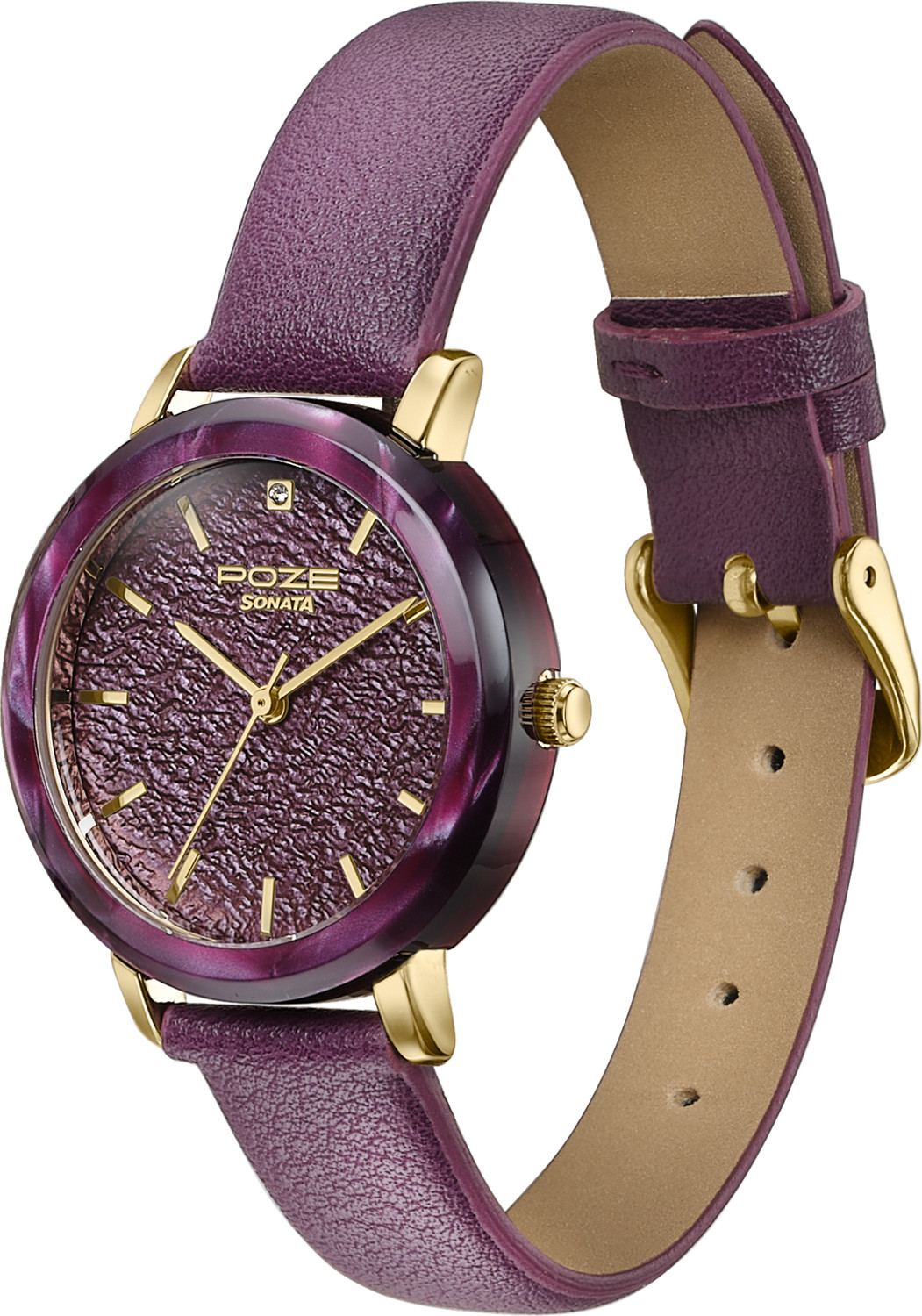 Image of SONATA Poze 8 Sonata Poze 8 Quartz Purple Dial Purple PU Leather Strap Analog Watch - For Women