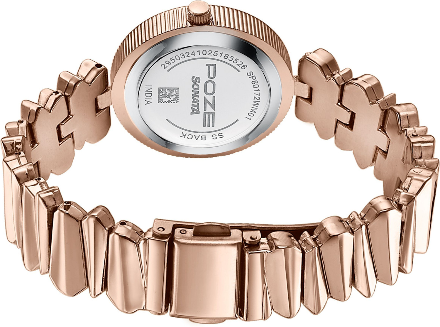 Image of SONATA Poze 8 Sonata Poze 8 Quartz Pink Dial IP Rose Gold Alloy Strap Analog Watch - For Women
