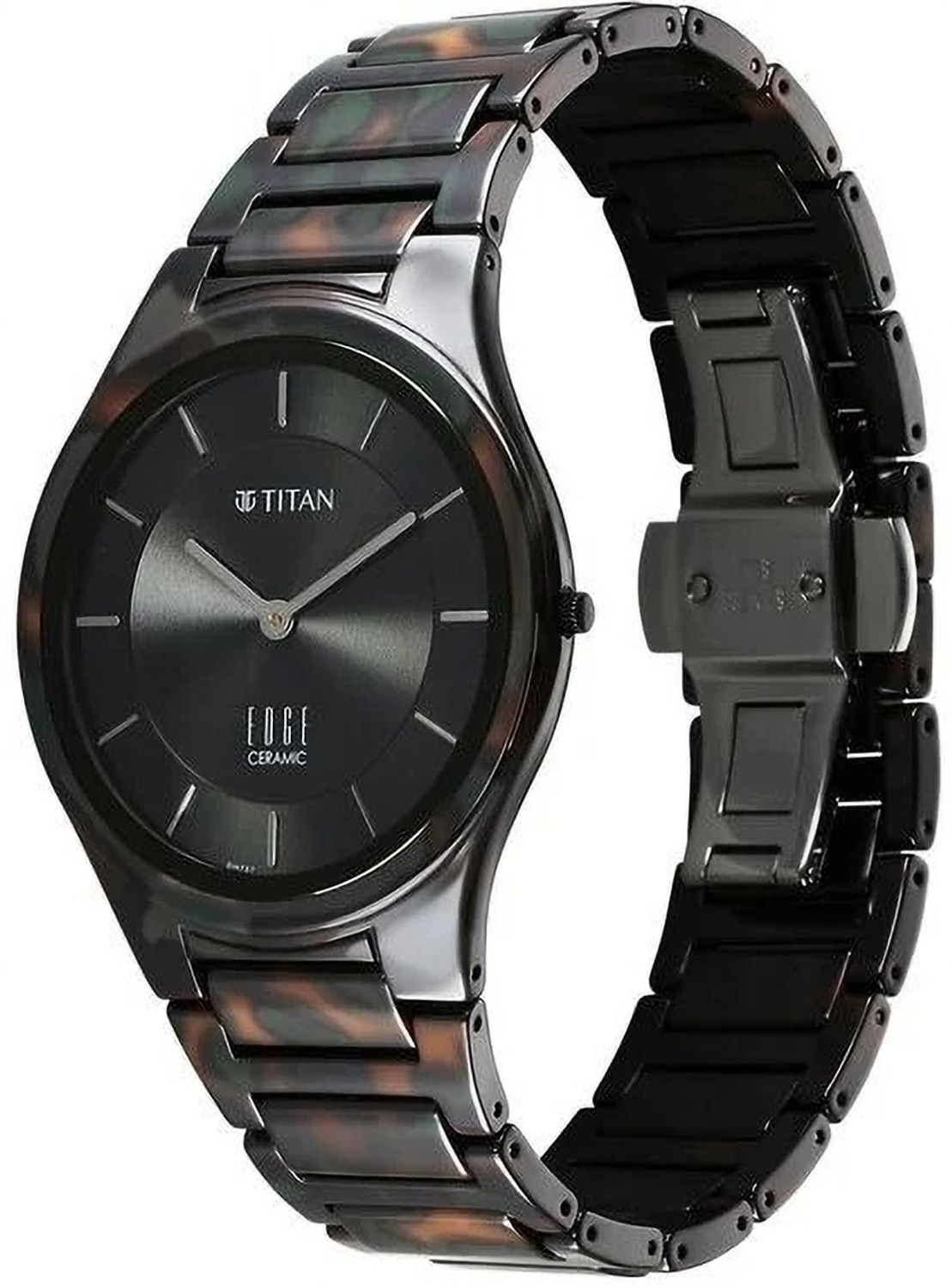 Image of Titan Titan Edge Ceramic Camo Quartz Analog Green Dial Ceramic Strap Watch For Men / Analog Watch - For Men