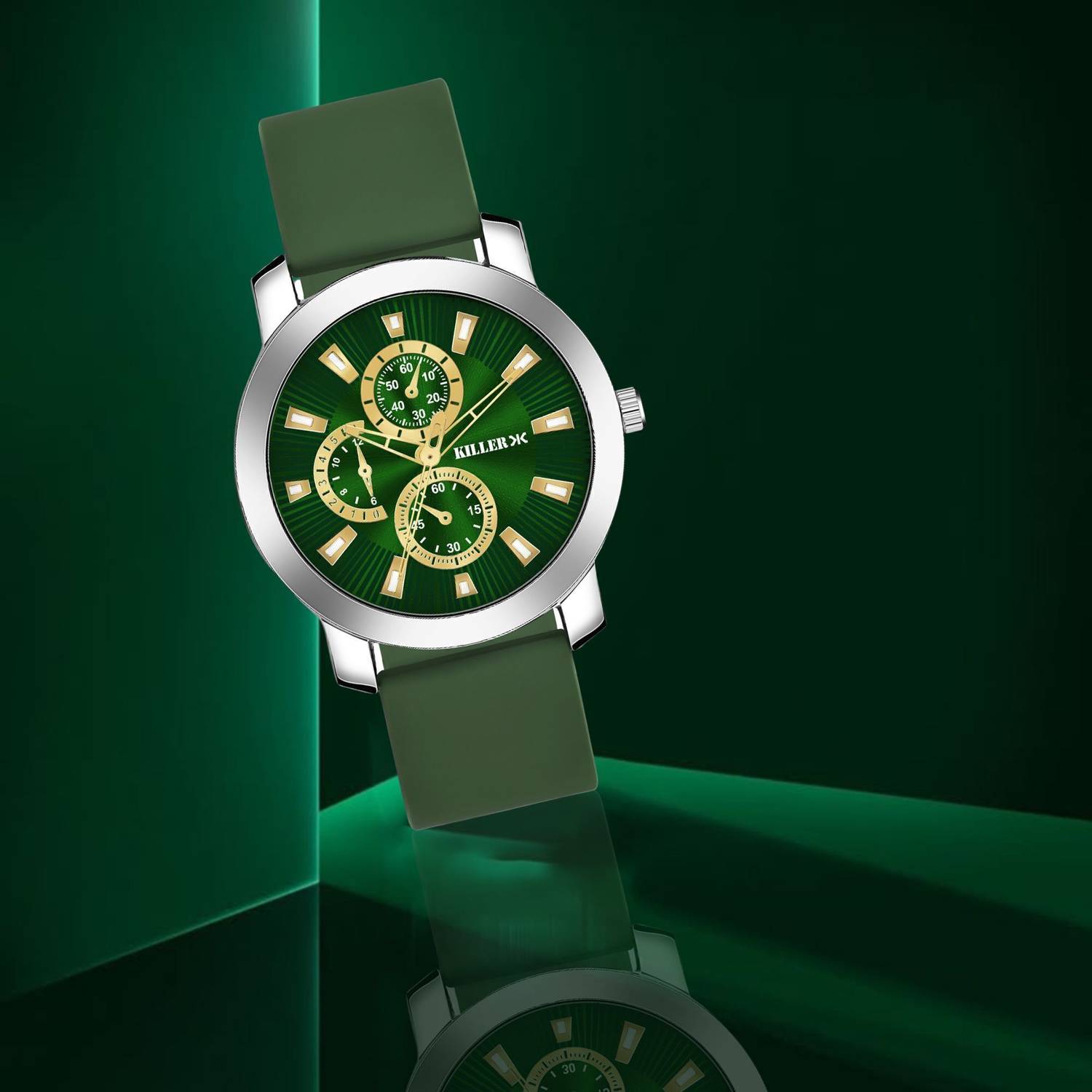 KILLER Green Dial Silicone Strap Analog Watch for Men - Image 5