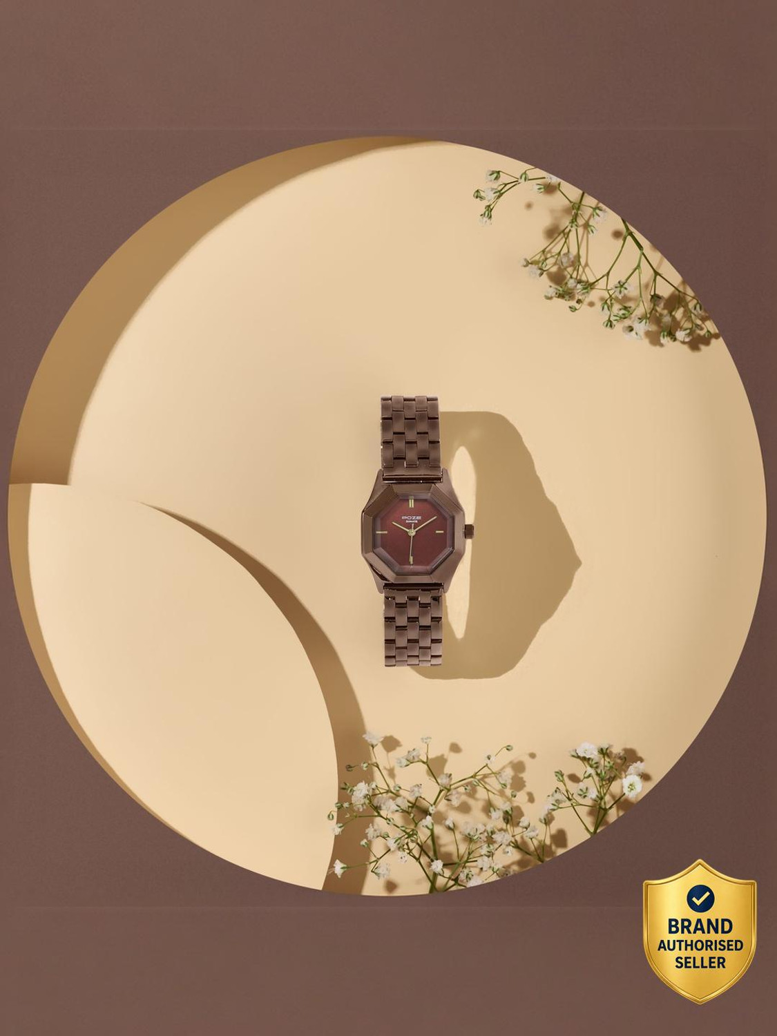 Image of SONATA Poze 8 Sonata Poze 8 Quartz Brown Dial IP Brown 304SS Sheet Metal Strap Analog Watch - For Women