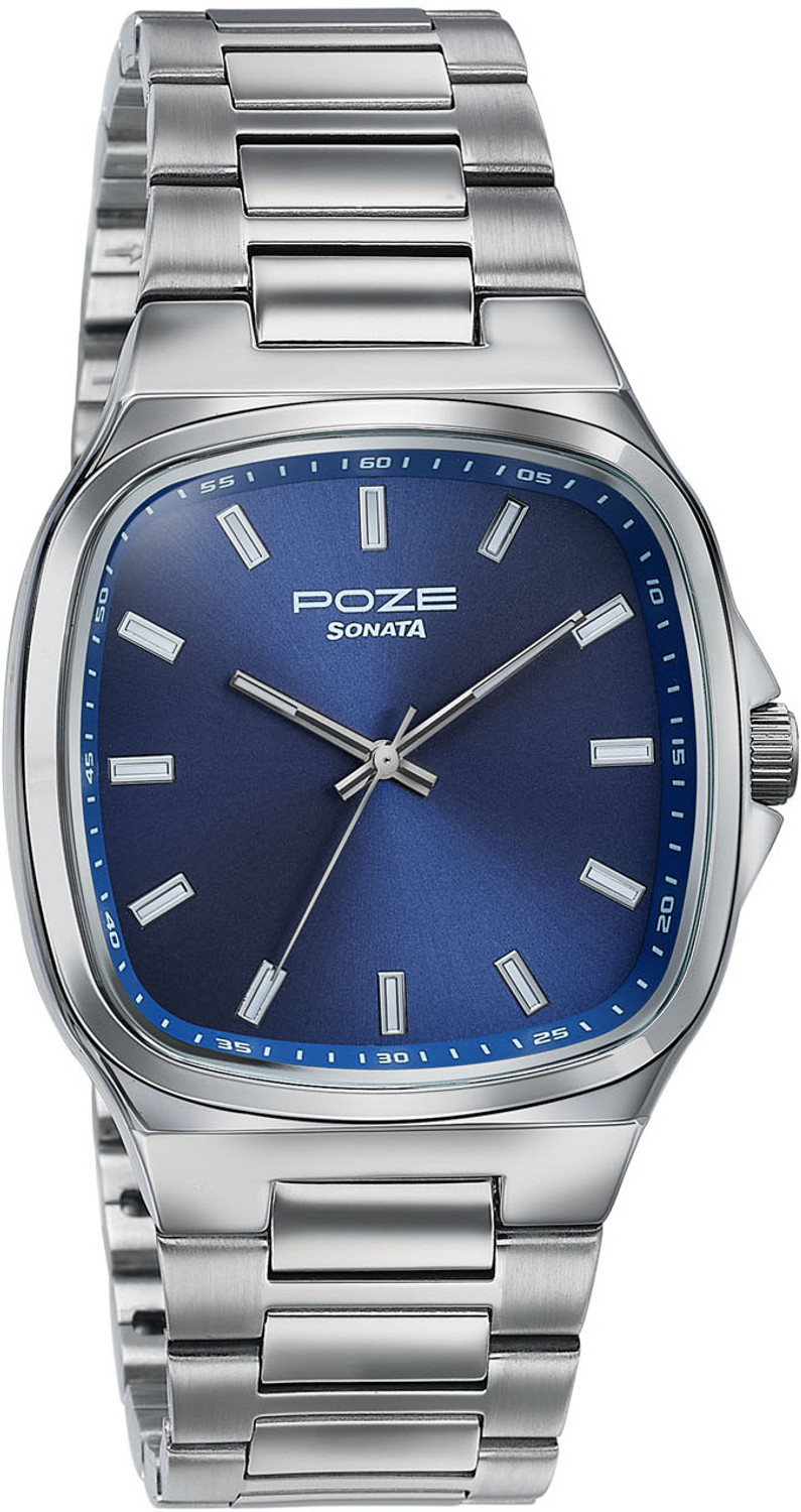 Image of SONATA Poze Drop 9.2 Poze 9 Quartz Blue Dial IPS Sheet Metal Strap Analog Watch - For Men