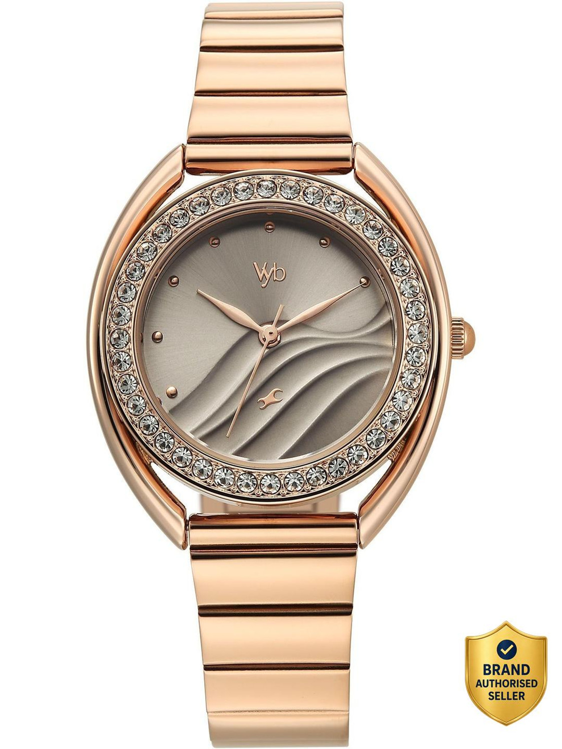 Image of Fastrack Vyb Eclipse Minimalist Quartz Dial Rose Gold Alloy Strap Analog Watch - For Women