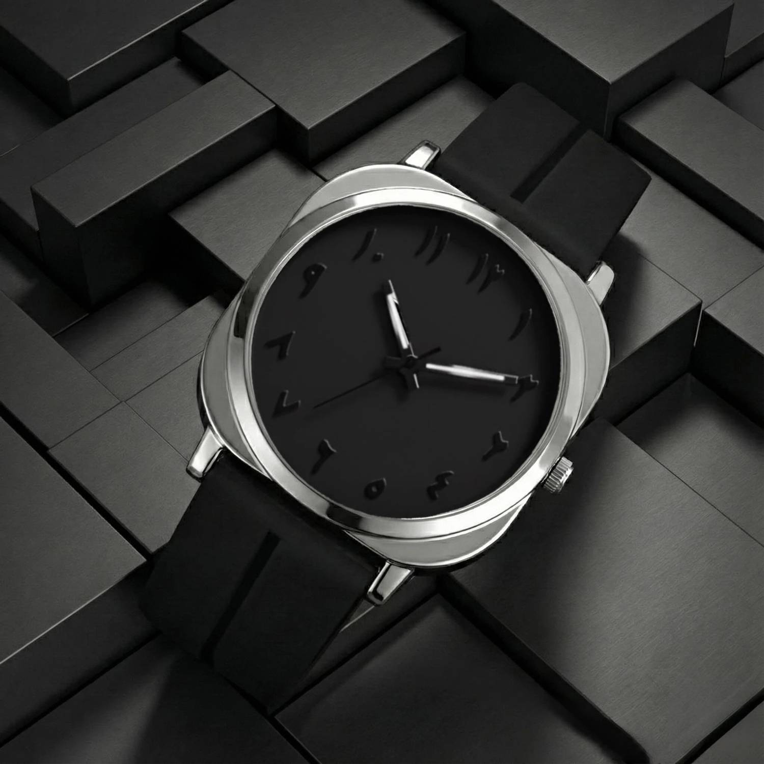 SANGANI Arabian Dial Square Silicone Watch - Men - Image 5