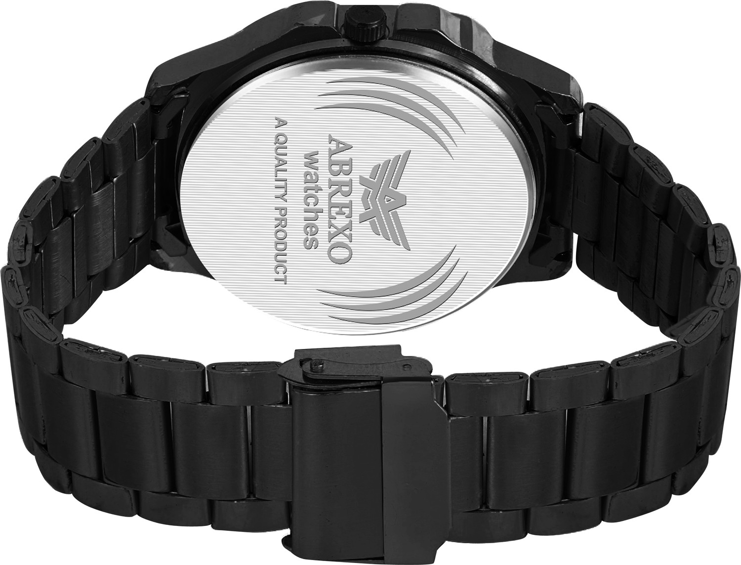 Image of ABREXO Abx8313-Black Bracelet GODFATHER Square Chrono Look Black Dial Date Working Stainless Strap For Boys Analog Watch - For Men