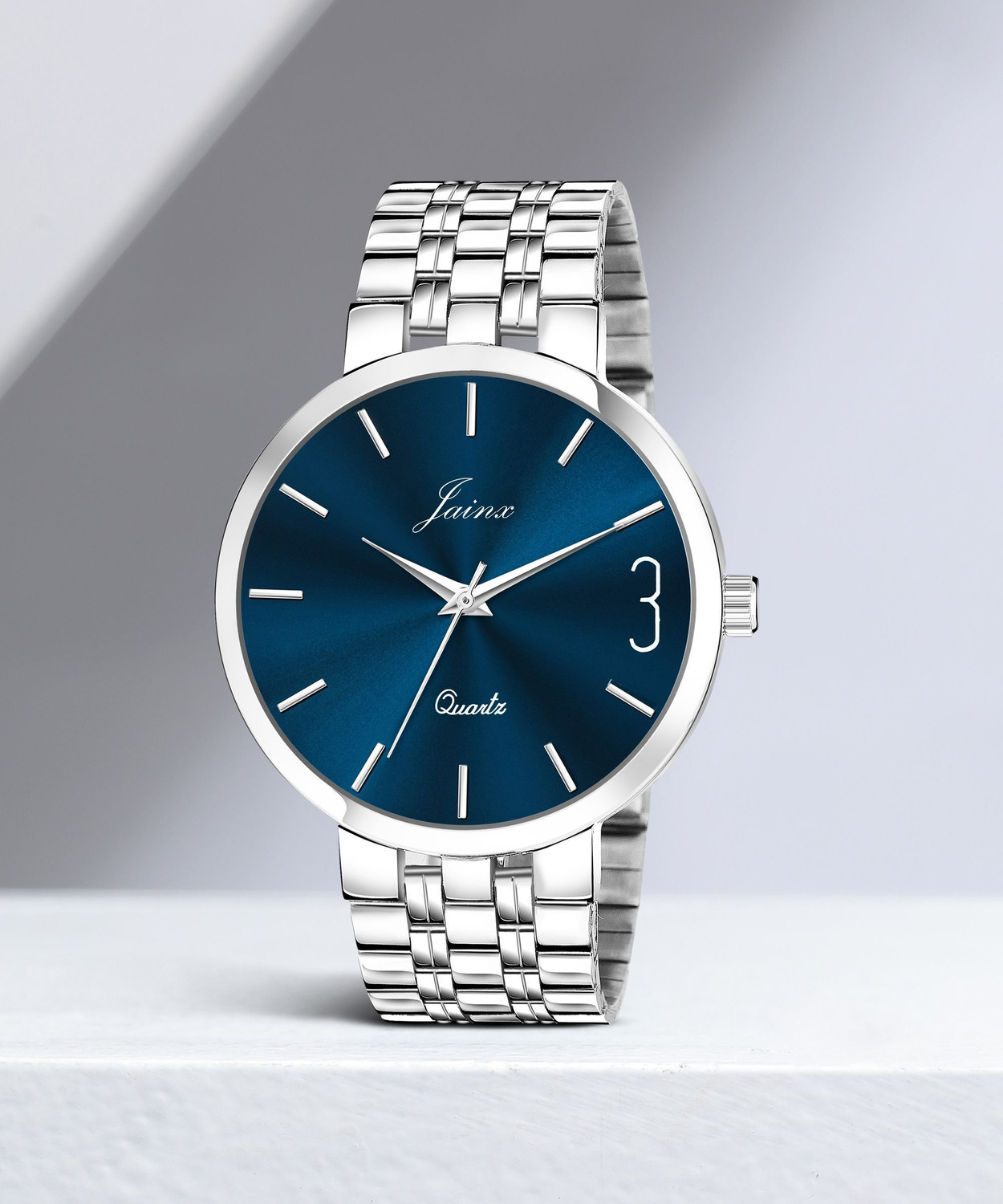 Image of JAINX Blue Dial Stainless Steel Chain Analog Watch - For Men