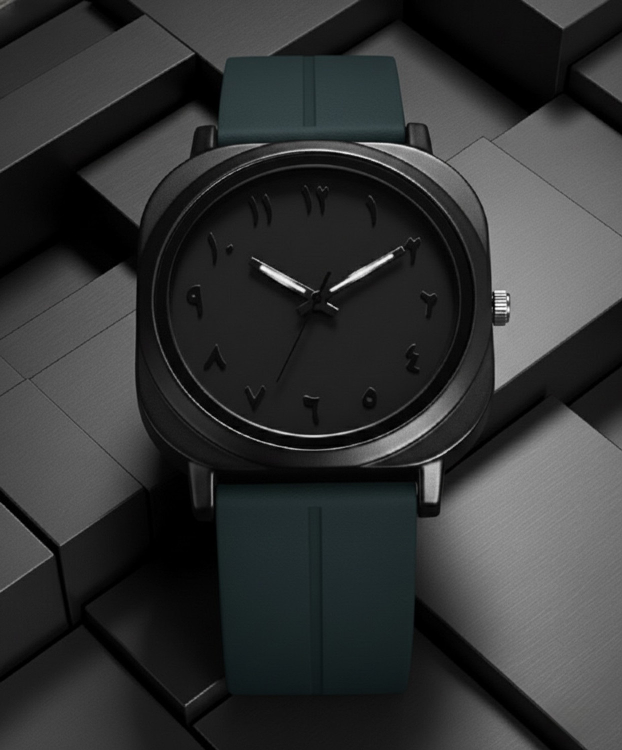 Image of Shivark SL-57 Silicone Strap And Arabian Black Dial Analog Watch - For Men