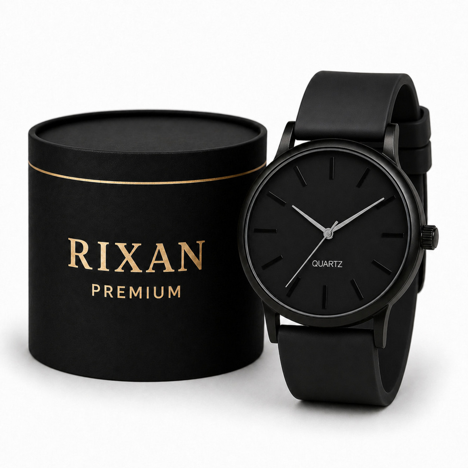 Image of Rixan All Black Classic Men Black Dial Analog Watch | Silicone Strap | Quartz Movement | Casual & Formal Analog Watch - For Men