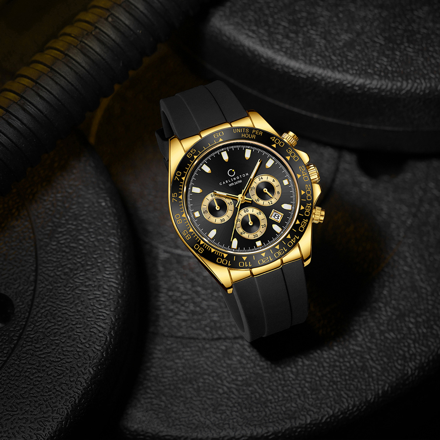 Image of Carlington CT 8054 Golden Black Carlington Nitro Series Premium Gents Wrist Watch Analog Watch - For Men