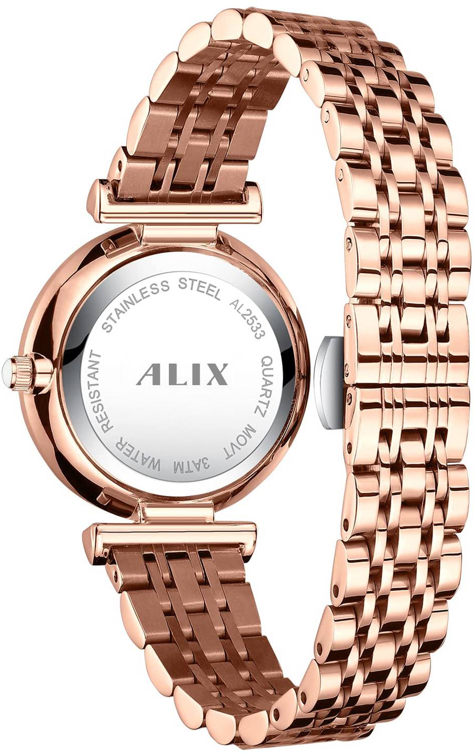 alyse♡ Alix Women fashion rose gold stainless steel strap with diamond