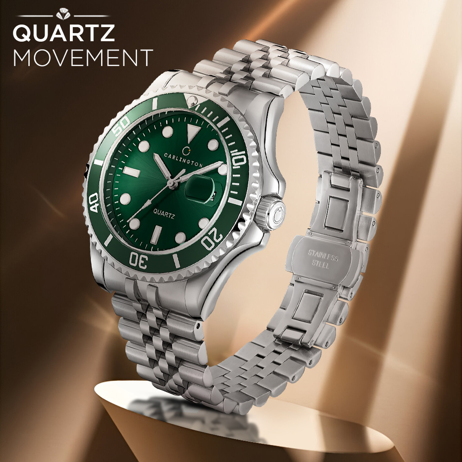 Image of Carlington CT 4030 Steel Green Carlington Meridian Series Premium Gents Wrist Watches Analog Watch - For Men