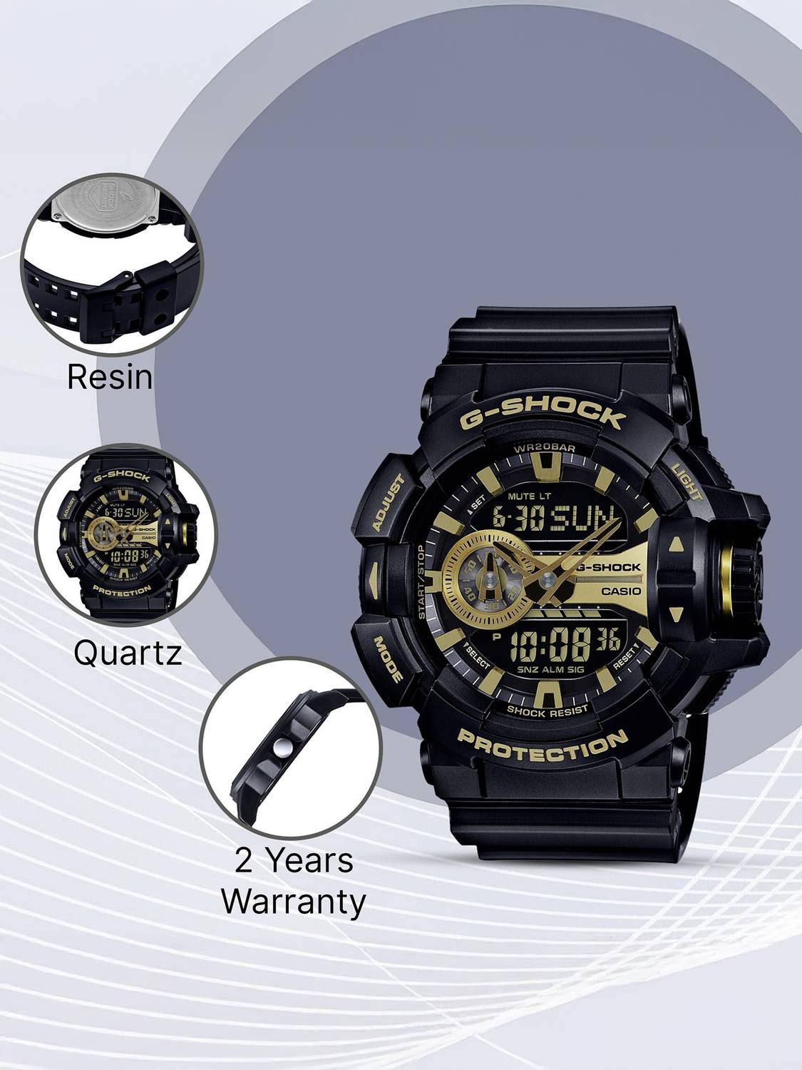 CASIO GA-400GB-1A9DR G-SHOCK GA-400GB-1A9DR Black-Gold Dial Resin