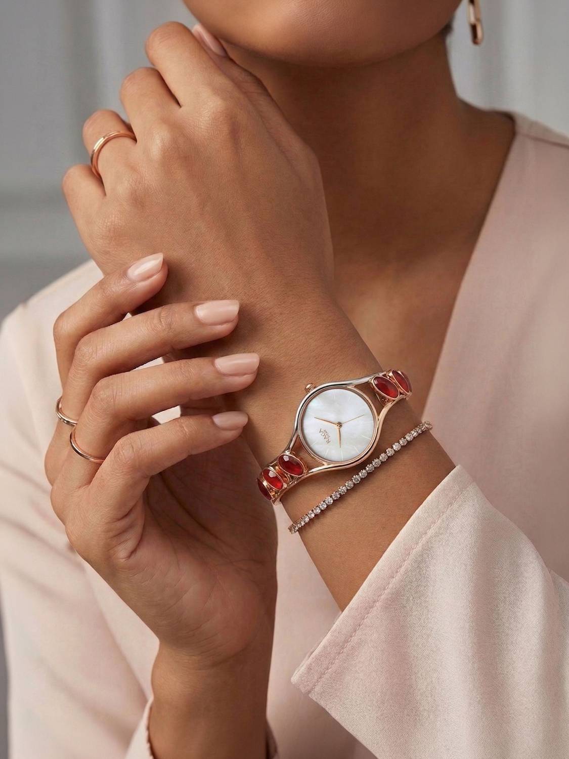 Titan Raga White MOP Dial Silver & RoseGold MetalStrap Analog Wat... more