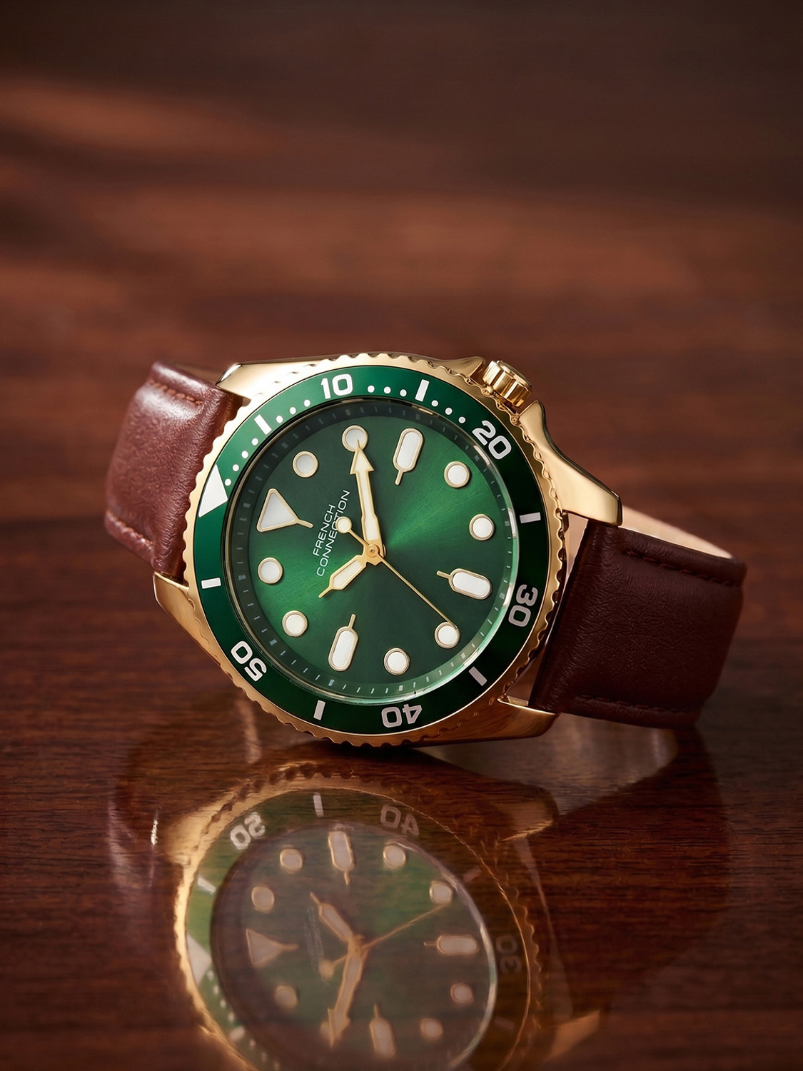 Image of French Connection Men's Round Green Dial Analog Watch Analog Watch - For Men