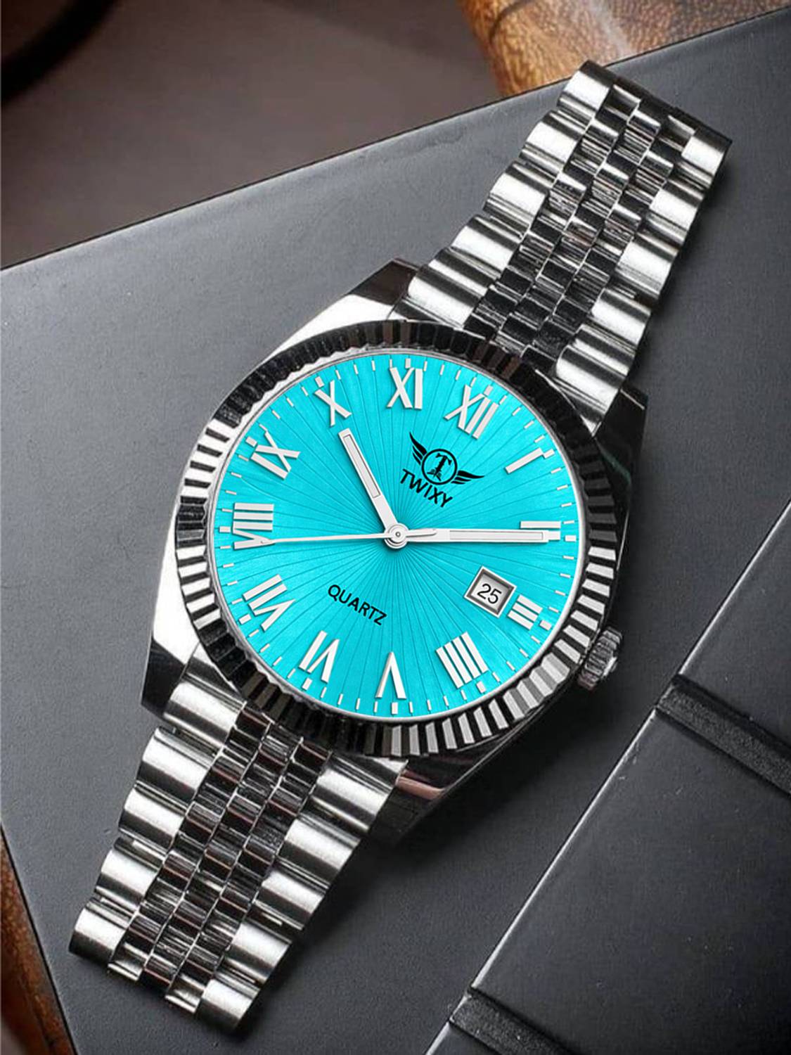 TWIXY TYW-20 Silver-Turkish Blue Watch - Image 3