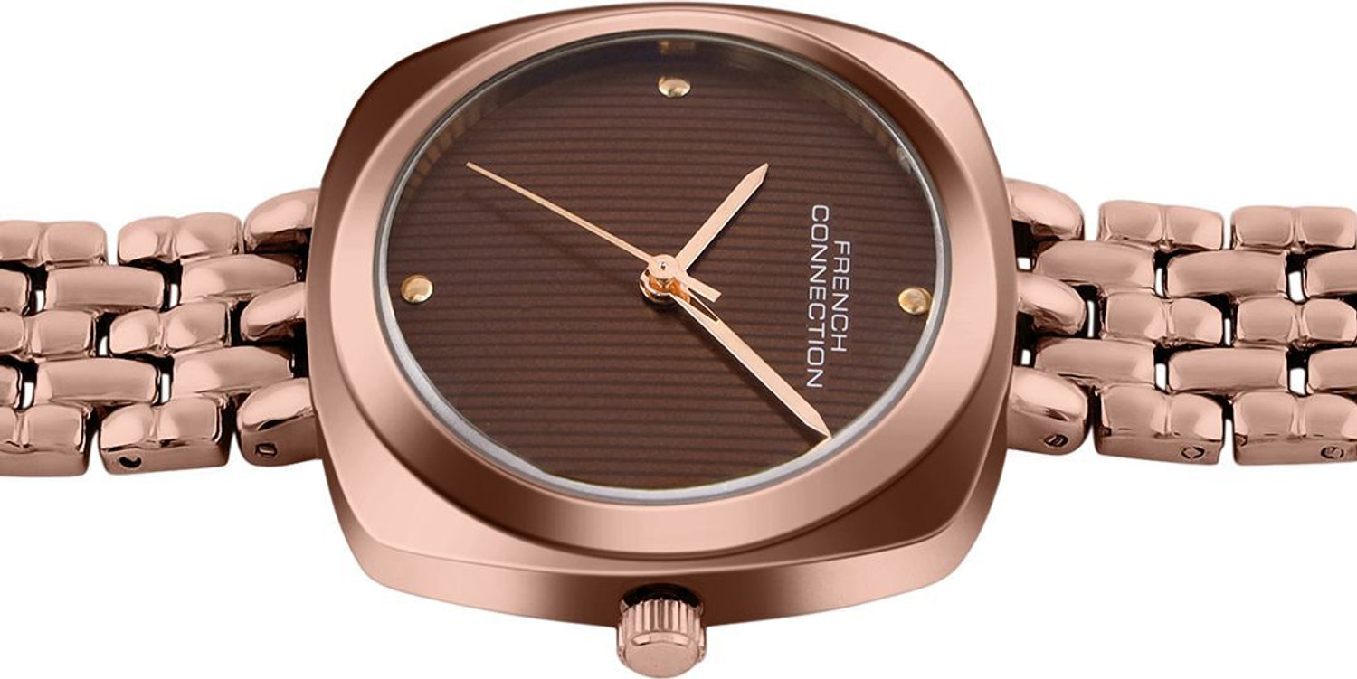 Image of French Connection Fayvora Fayvora Rhinestones Brown Textured Dial | Brown Analog Watch For Women's Analog Watch - For Women