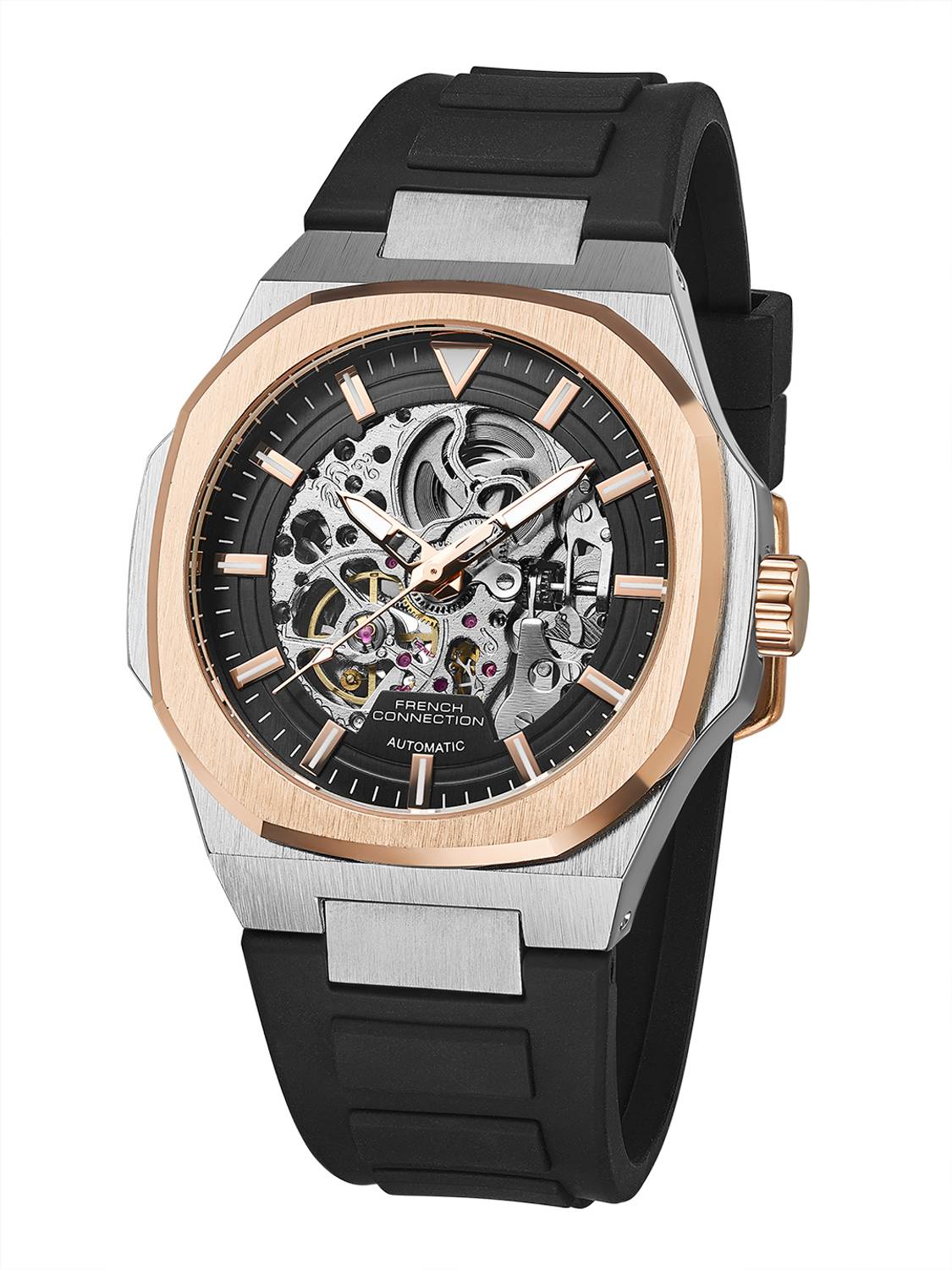 French Connection Skeleton Dial Silicone Automatic Watch - Image 2