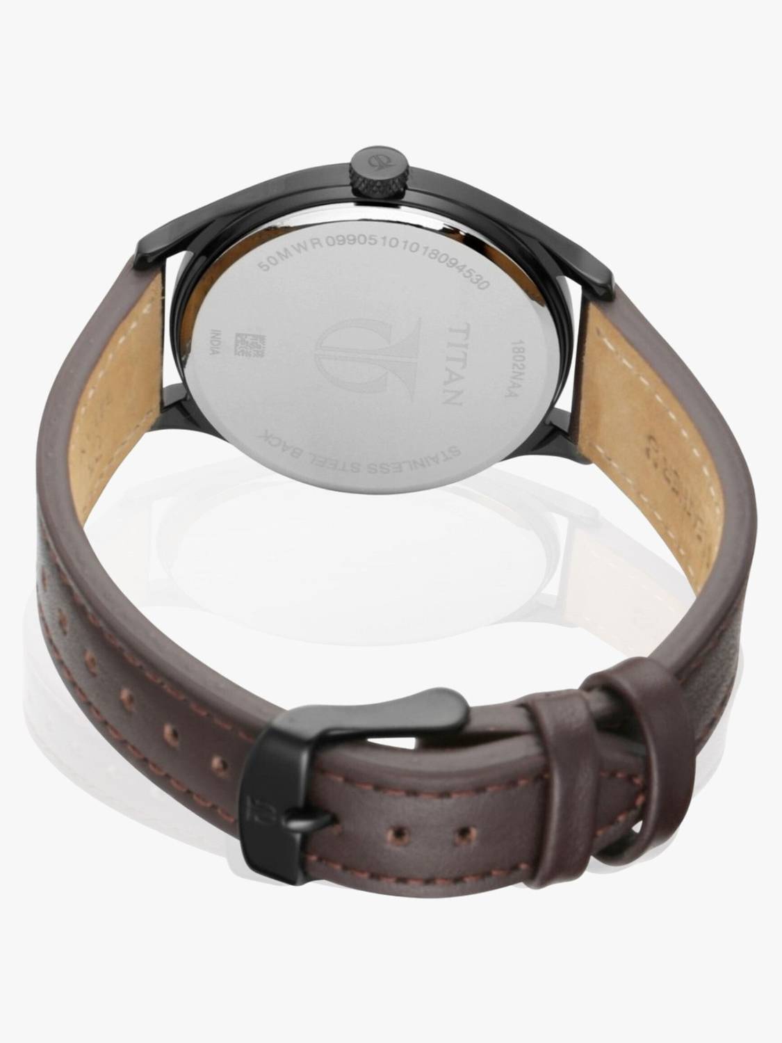 Titan NN1802NL01 Minimalist Black Dial Brown Leather Watch - Image 5