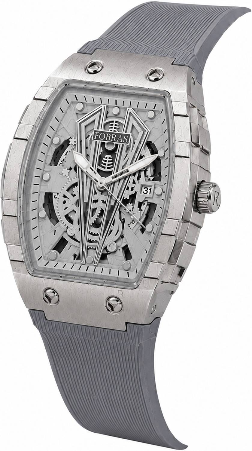 K&K Premium Skeleton Analog Watch for Men Grey - Image 2