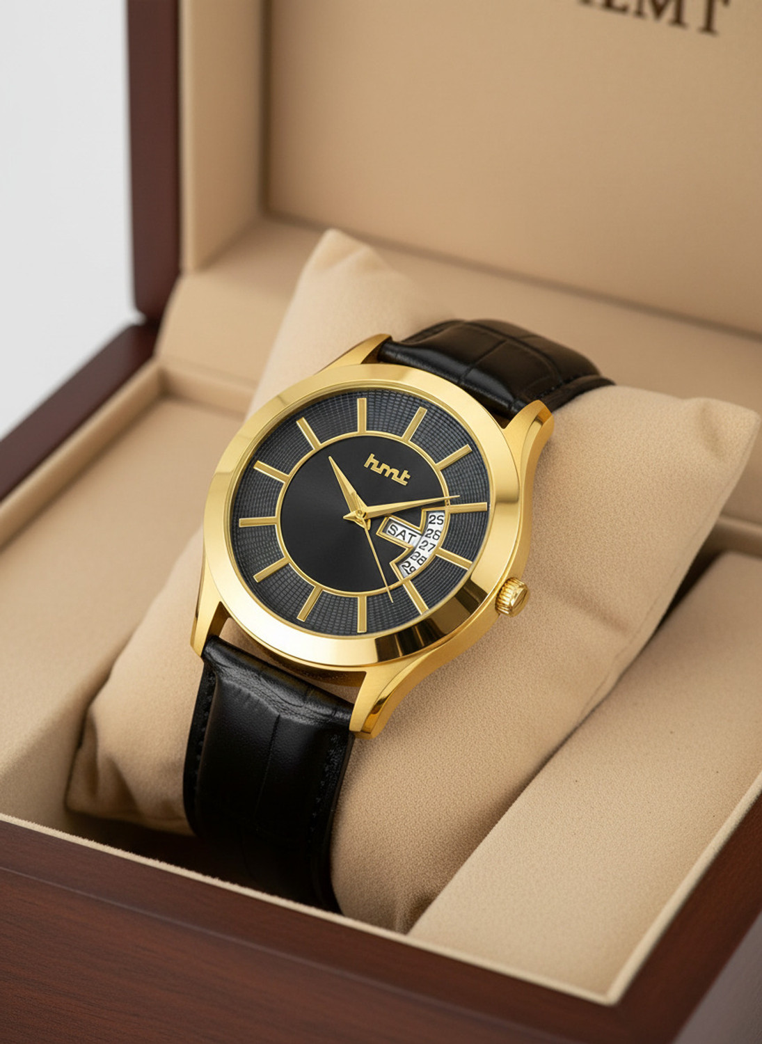 Image of HMT DLX Premium Series Day And Date Working with stylish Dial Fomarl Casual Analog Watch - For Men