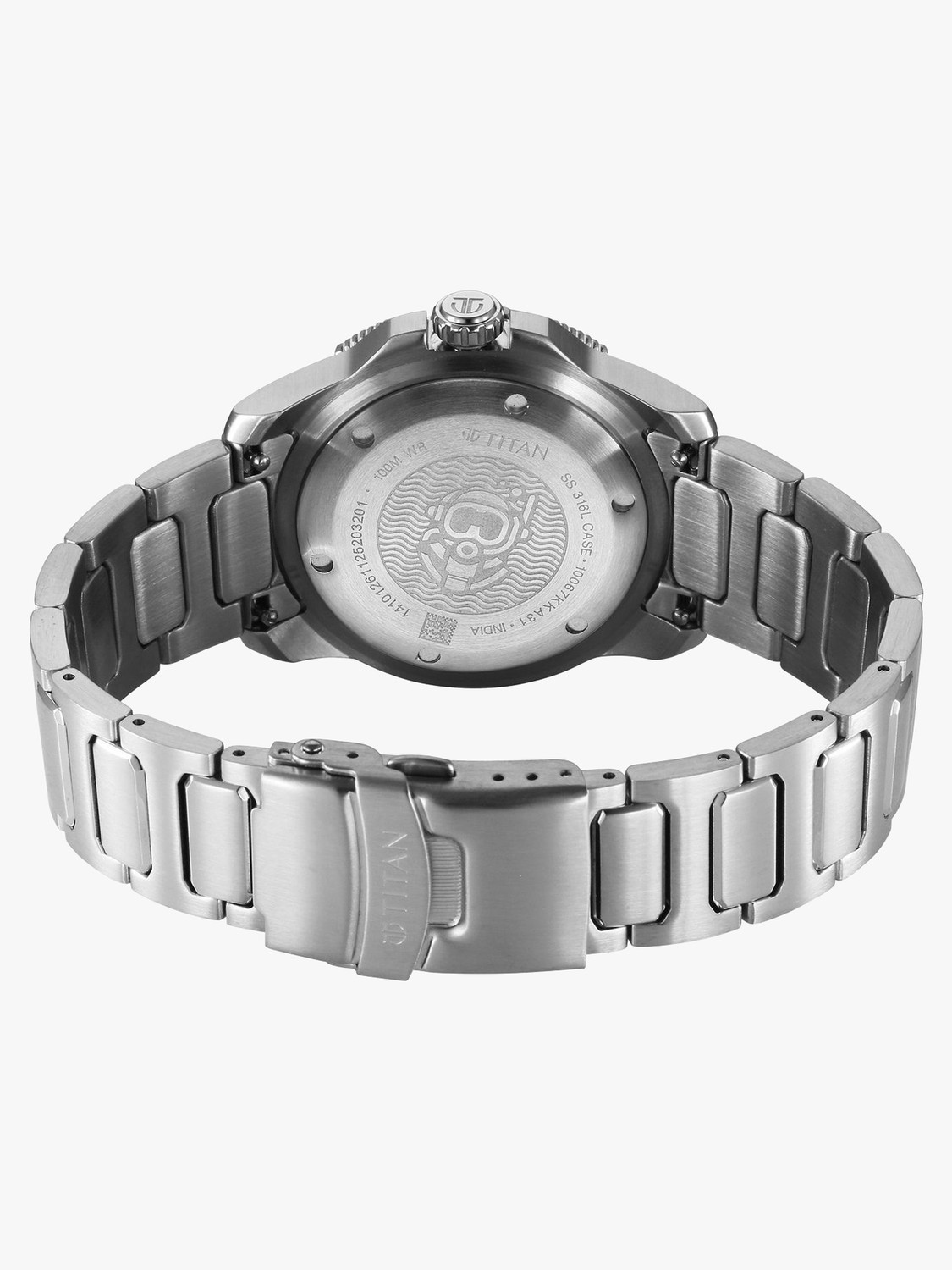 Image of Titan Titan Zero Hour Diver's 100m Titan Zero Hour Diver's 100m Black Dial Silver Stainless Steel Strap Analog Watch - For Men