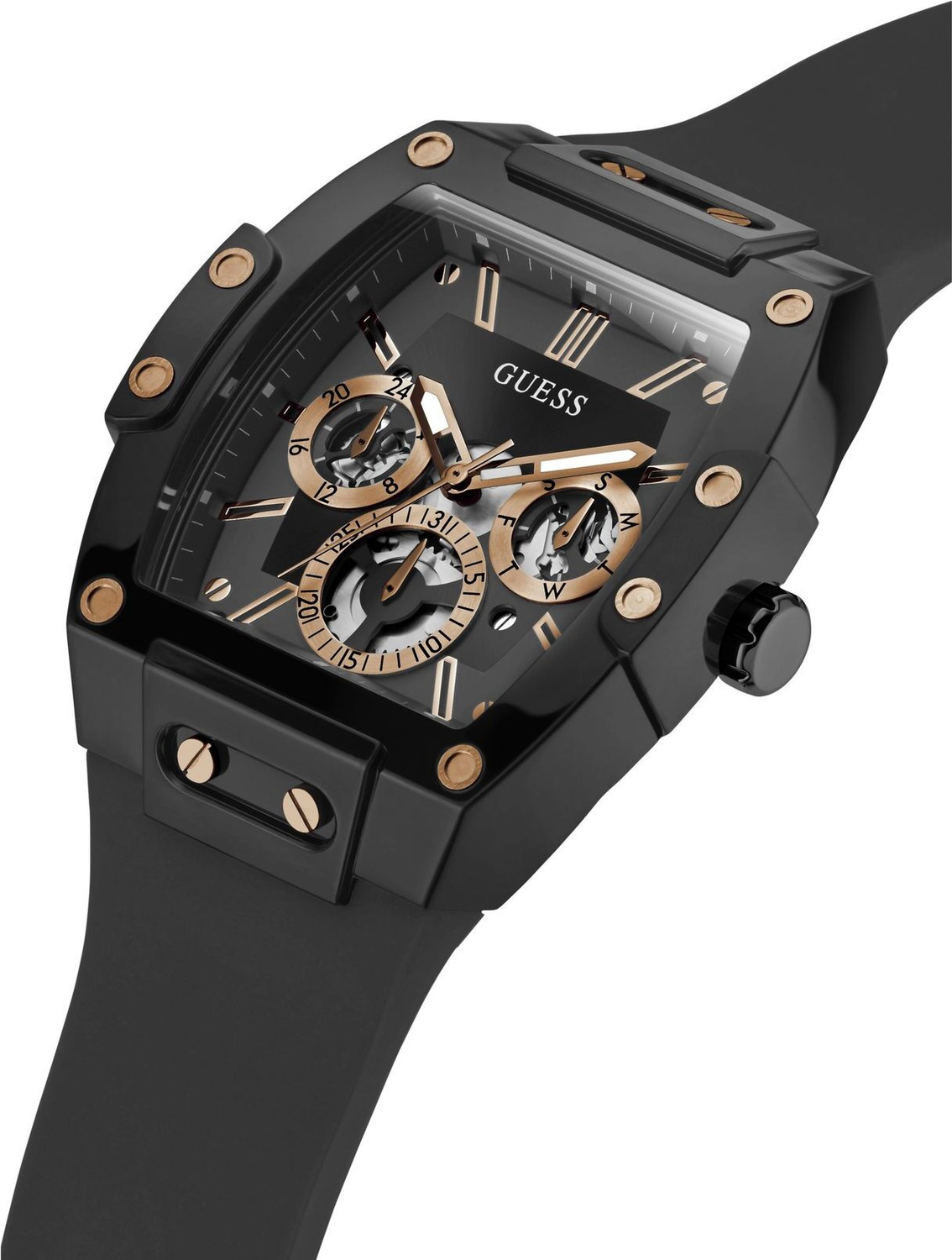 Image of GUESS Multifunction, Black Dial Analog Watch - For Men