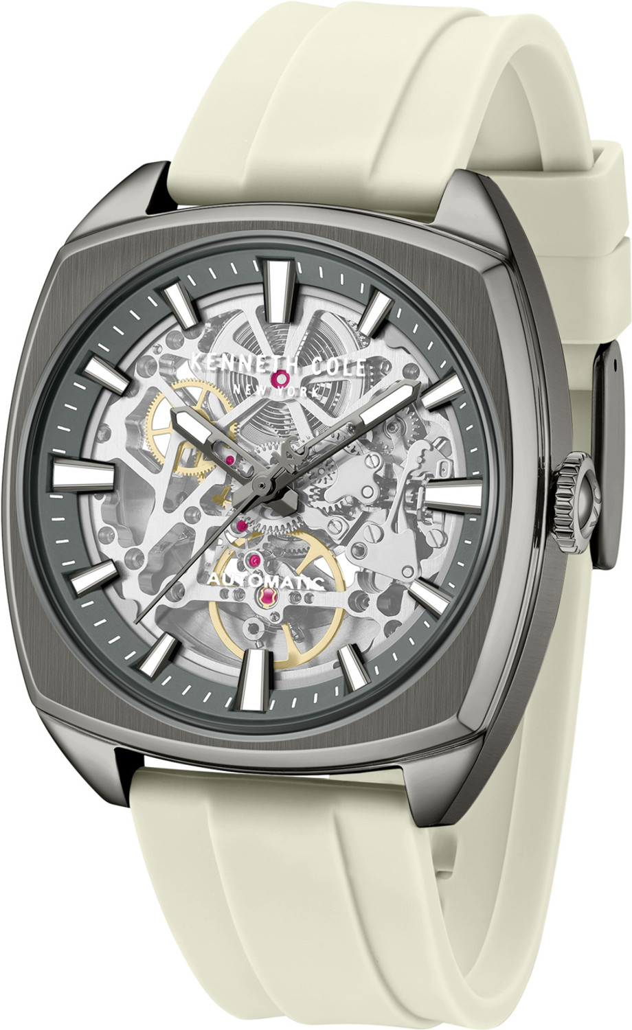Image of Kenneth Cole Automatic Gun Dial White Silicon Strap Analog Watch - For Men KCWGZ0099205MN,KCWGZ0099205MNW