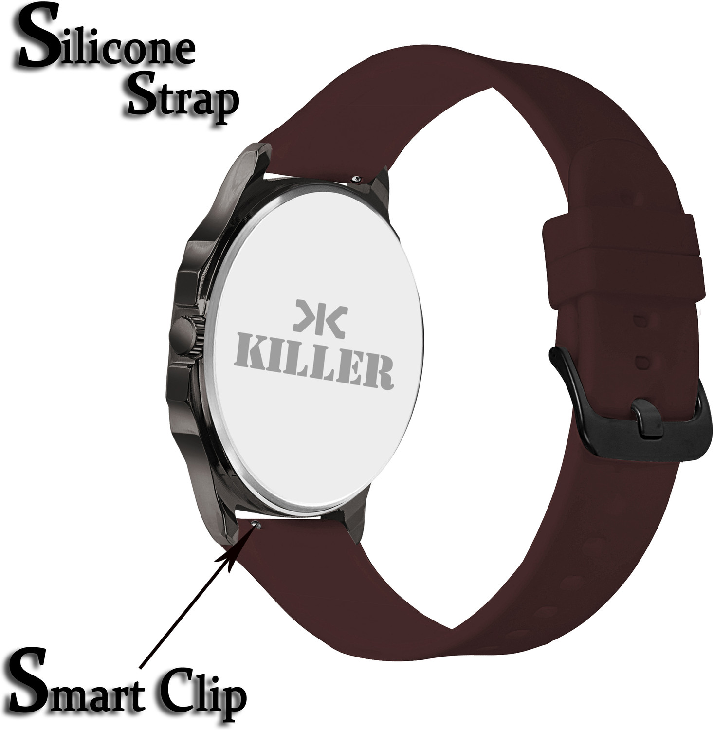 Image of KILLER Gun Metal Series | Smart Watch Strap | 3D Glass | Smart Clip | Working Date Analog Watch - For Men