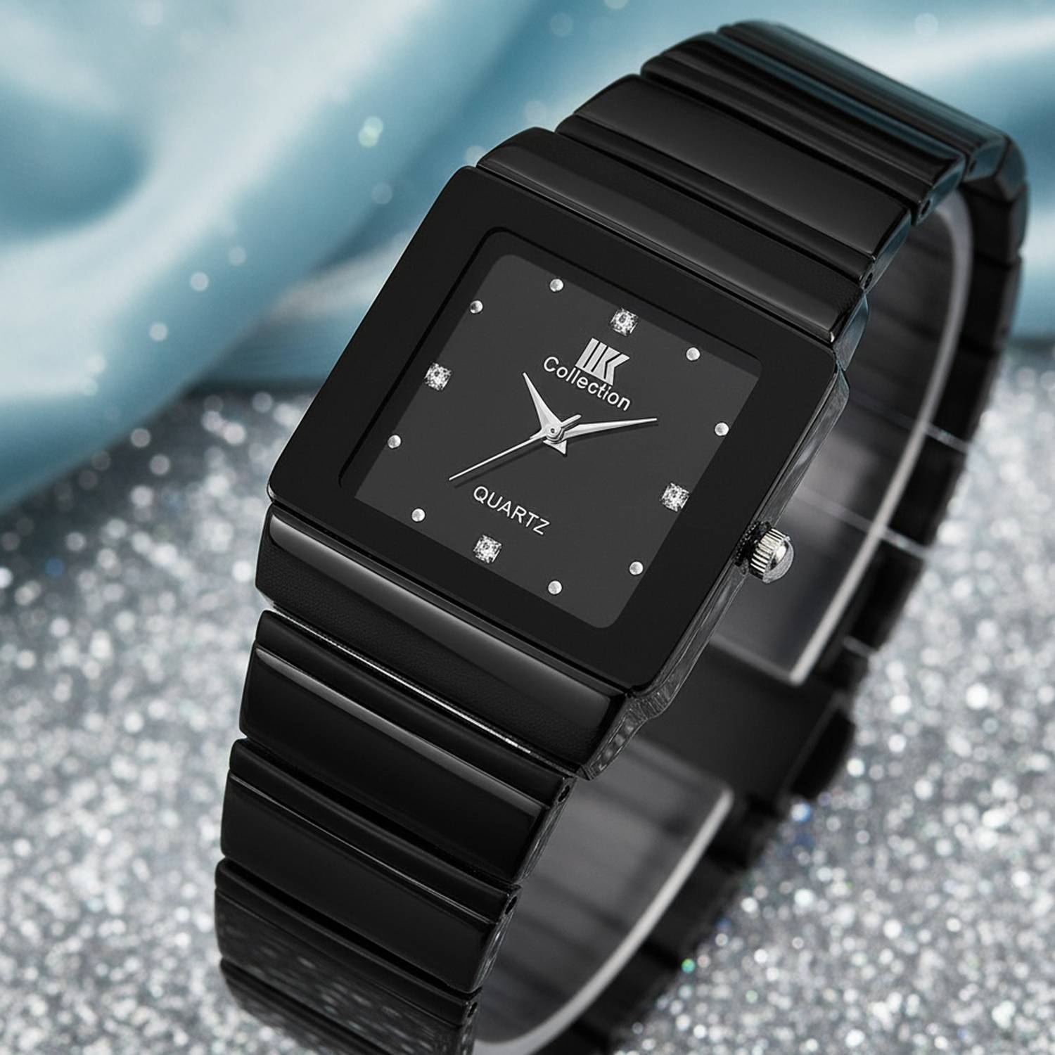 コレクション Thanks IIK Collection IIK-052M Men Watches Black Studded Square Dial