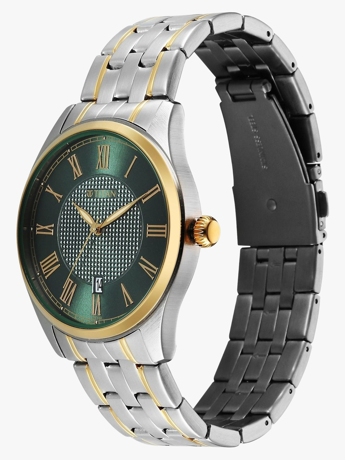 Image of Titan Neo Roman Titan Neo Roman Quartz with Green Dial Dual Tone Stainless Steel Strap Analog Watch - For Men