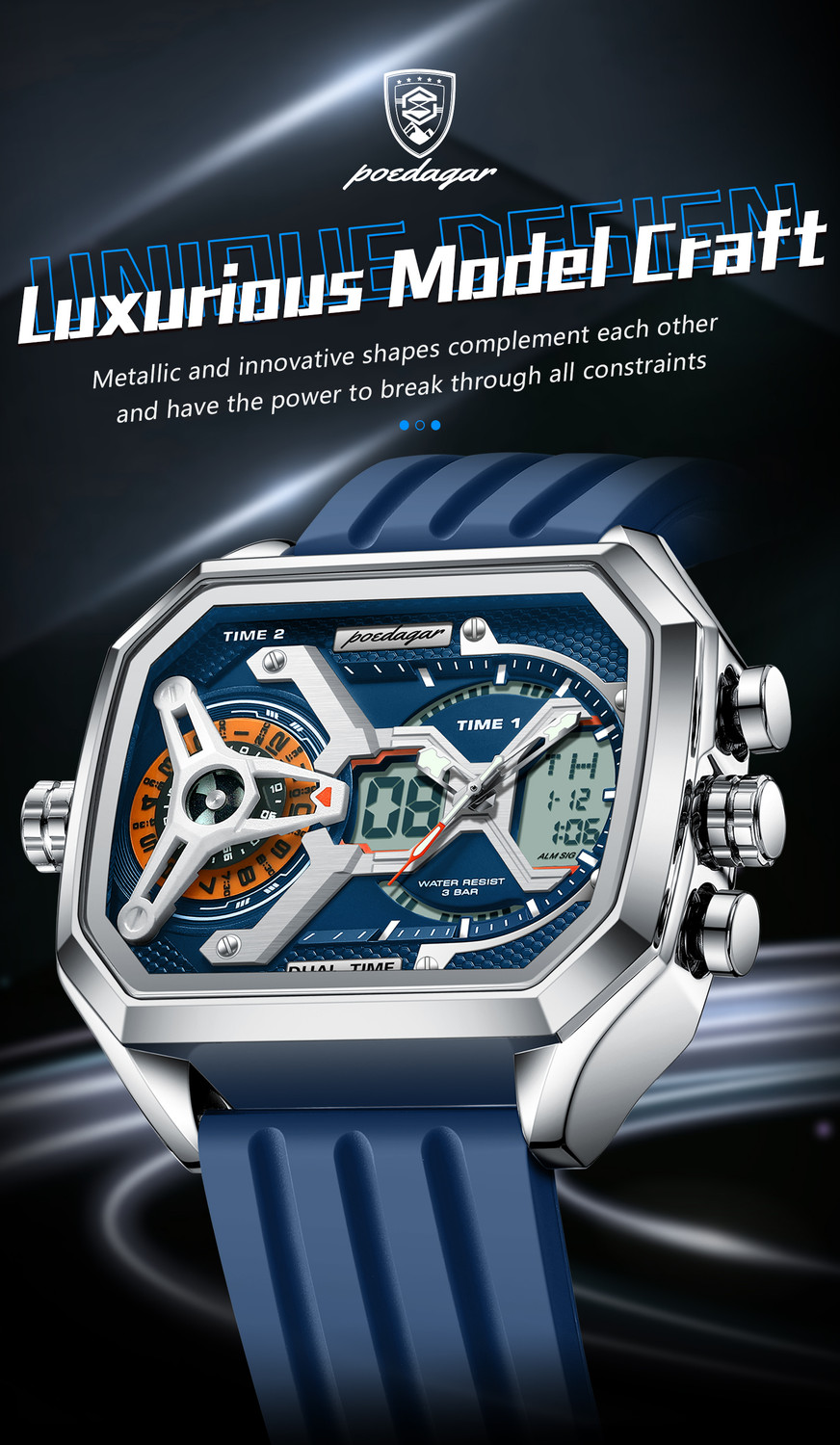 Image of POEDAGAR E106G-A Analog-Digital Watch - For Men