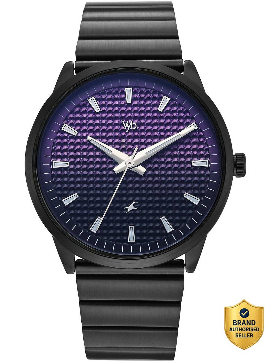 Fastrack Vyb Arcane Quartz Purple Dial Black Stainless Steel Watch