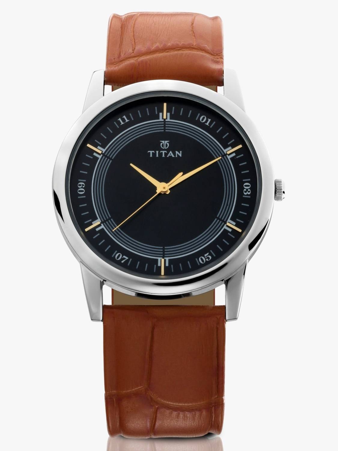 Titan NP1773SL02 Blue Dial Brown Leather Strap Analog Watch - Image 3