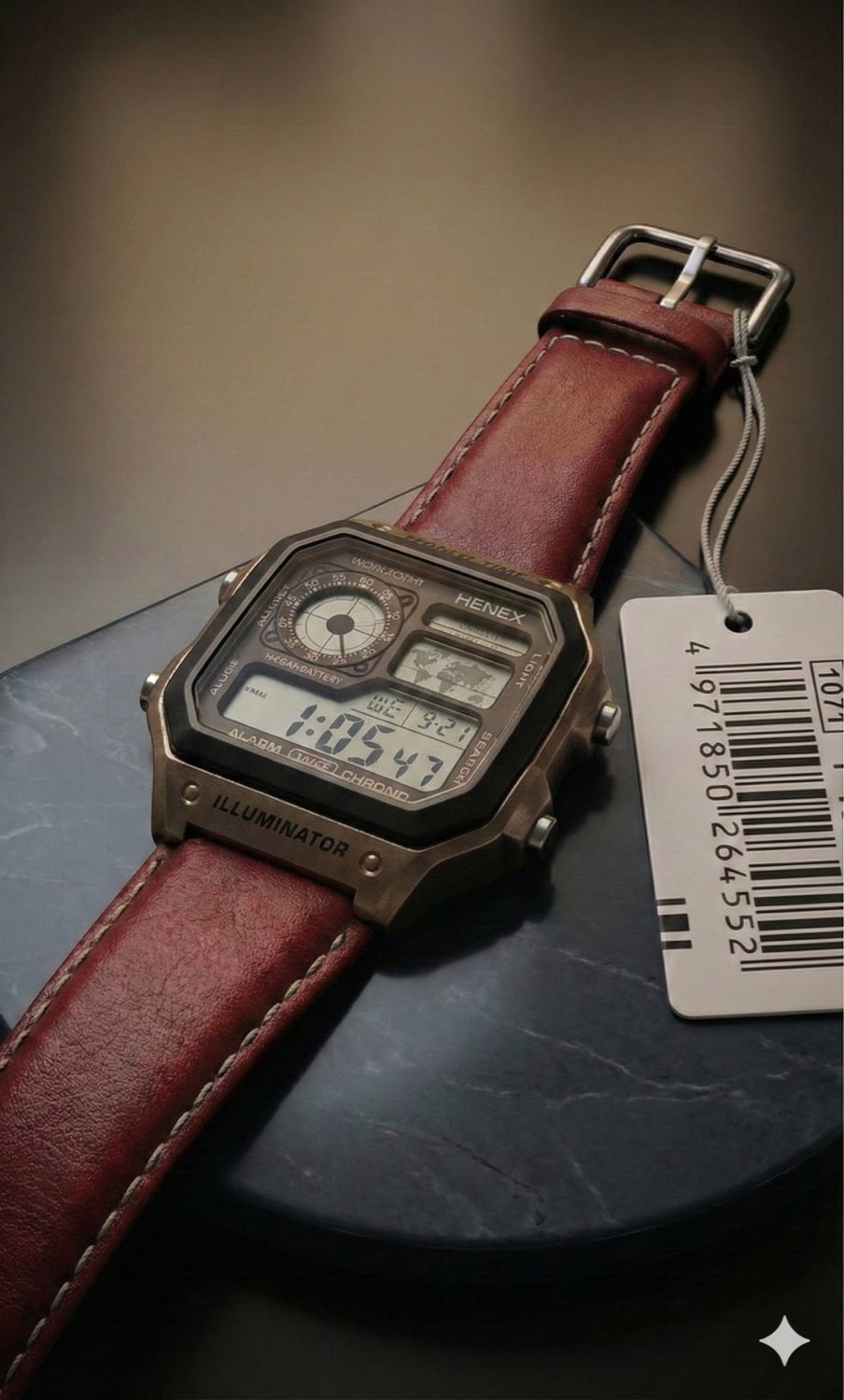 Image of HENEX Vintage Bronze Digital Classic Brown6899 Analog-Digital Watch - For Men & Women