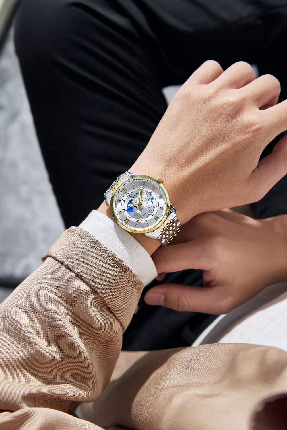 London Fog Baker Collection Silver Dial 2 Tone Silver & Gold Strap ...