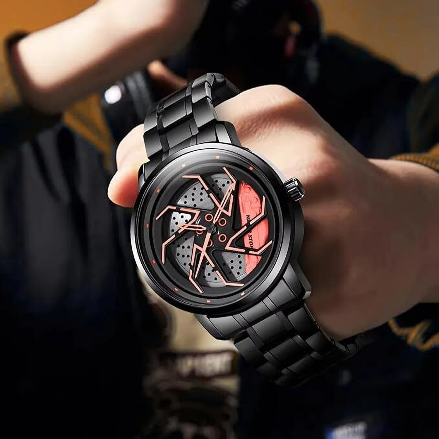 Image of RICK Men's Spinning Car Wheels Rolling whwwl watch WHEEL Analog Watch - For Men