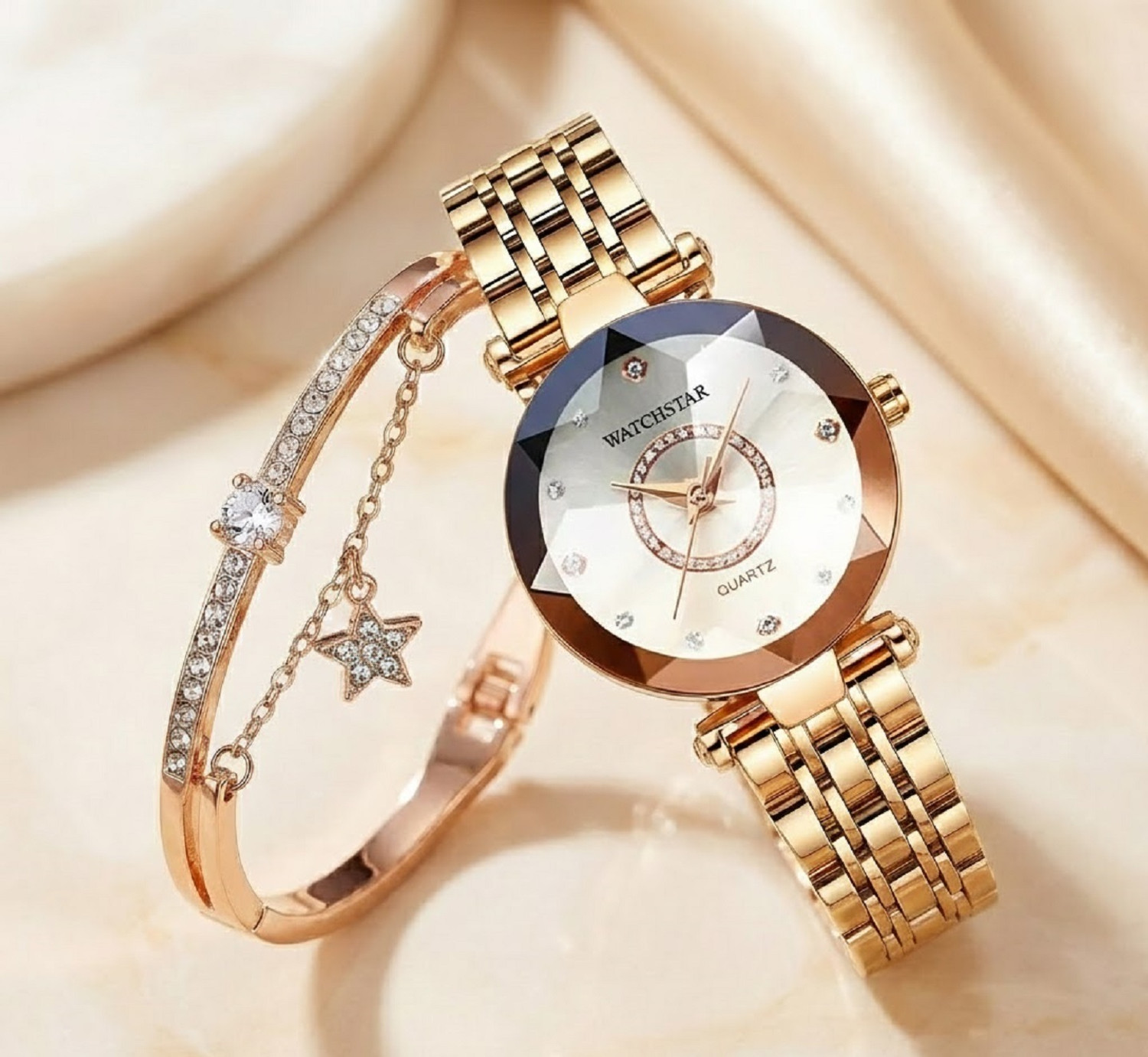 Image of watchstar Elegant Rose Gold Watch & Bracelet Set Watch and Bracelet combo for women06 Analog Watch - For Women