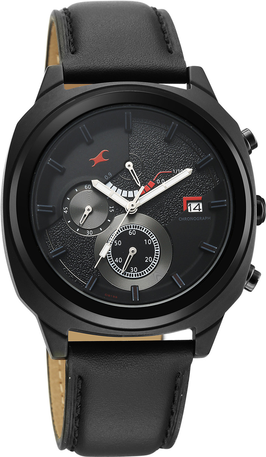 Image of Fastrack Kronos 3 Kronos 3 Quartz Black Dial Black Leather Strap Analog Watch - For Men